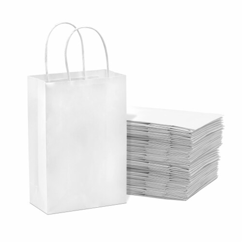 Prime Line Packaging White Paper Shopping Bags with Handles Small