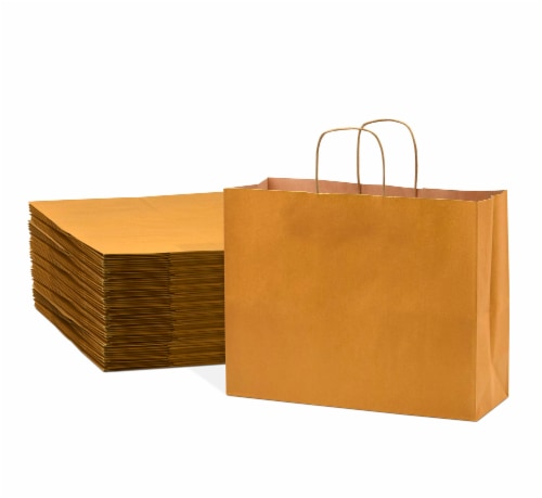Prime Line Packaging White Paper Bags, Large Paper Bags With Handles Paper Bags Bulk 16x6x12 100 Pack