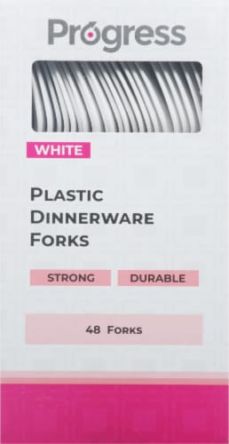 Progress White Plastic Dinnerware Forks Perspective: front