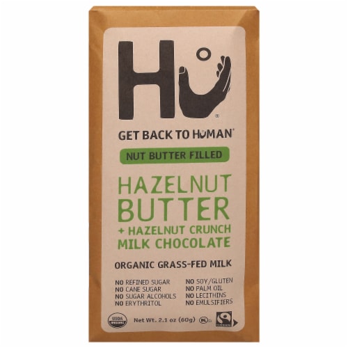 Hu® Hazelnut Butter Crunch Milk Chocolate Candy Bar Perspective: front
