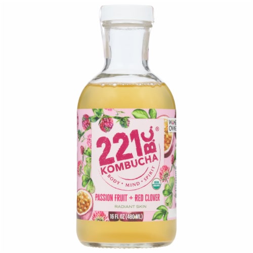 Kombucha 221 BC® Passion Fruit & Red Clover Kombucha Perspective: front