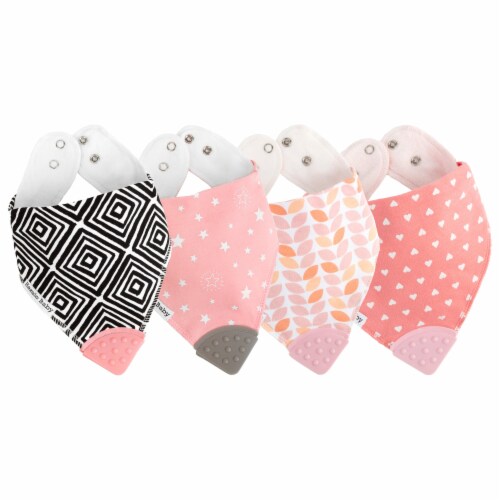 Bazzle Baby Bandana Bib Teether 4-Pack, Bright Girl Perspective: front