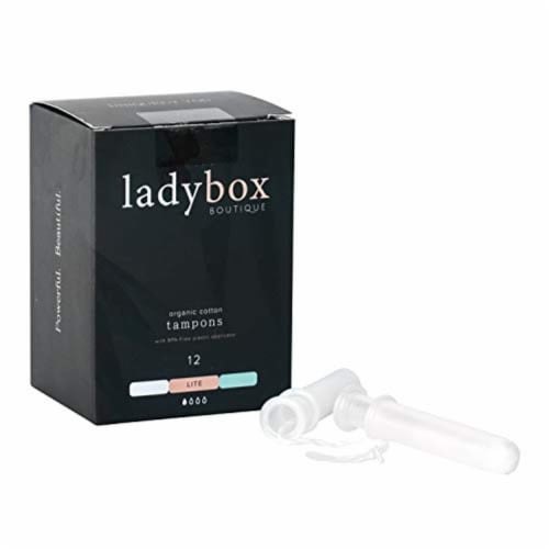 Ladybox Boutique Organic Applicator Tampons- 12CT-Lite Perspective: front
