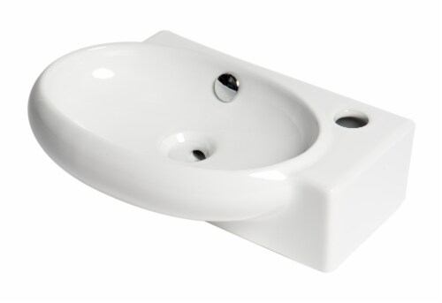 ALFI 17  Small Wall Mounted Porcelain Sink with Faucet Hole Perspective: front