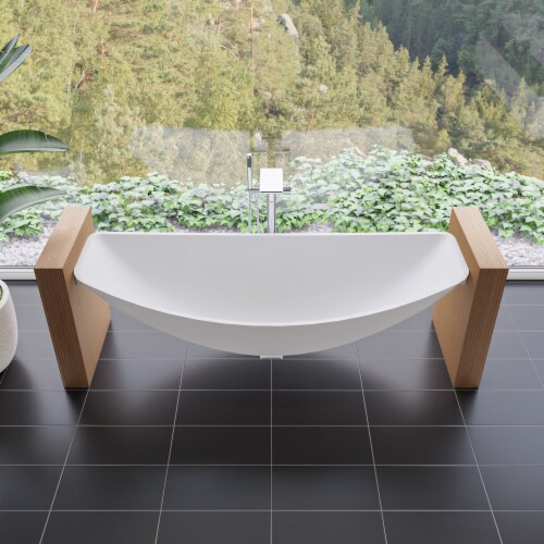 ALFI brand HammockTub1-WM White Matte 79 Acrylic Suspended Wall Mounted Hammock Bathtub Perspective: front