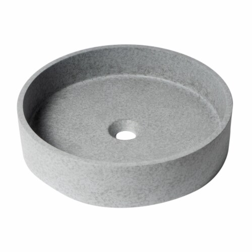 ALFI brand ABCO17R 17  Round Solid Concrete Above Mount Bathroom Sink Perspective: front