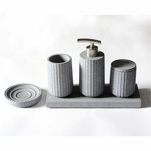 ALFI brand ABCO1001 5 Piece Solid Concrete Bathroom Accessory Set Perspective: front