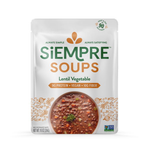 Siempre Soups Lentil Vegetable Soup Perspective: front