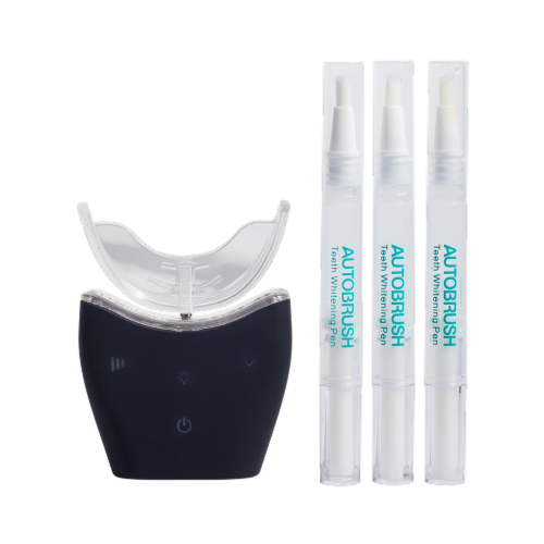 AutoBrush Whitening Kit and Oral Care System | Dental-Grade Blue Light System (Black) Perspective: front