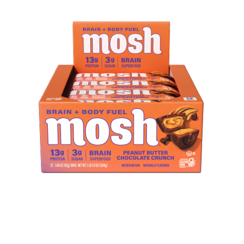 Mosh® Peanut Butter Chocolate Crunch Nutrition Bars Perspective: front