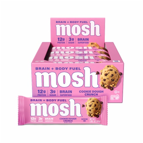 Mosh® Cookie Dough Crunch Brain + Body Fuel Nutrition Bar Perspective: front