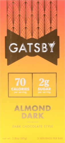 Gatsby Almond Dark Chocolate Bar Perspective: front