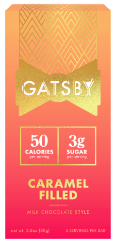 Gatsby Caramel Filled Milk Chocolate Bar Perspective: front