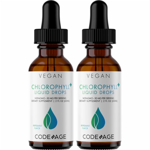 Codeage Vegan Peppermint Flavor Chlorophyll Dietary Supplement Liquid Drops Perspective: front