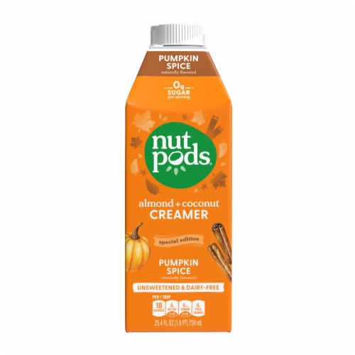nutpods® Unsweetened Non Dairy Pumpkin Spice made with Almonds and Coconuts Coffee Creamer Perspective: front
