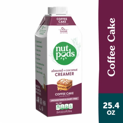 nutpods® Unsweetened Non Dairy Coffee Cake made with Almonds and Coconuts Coffee Creamer Perspective: front