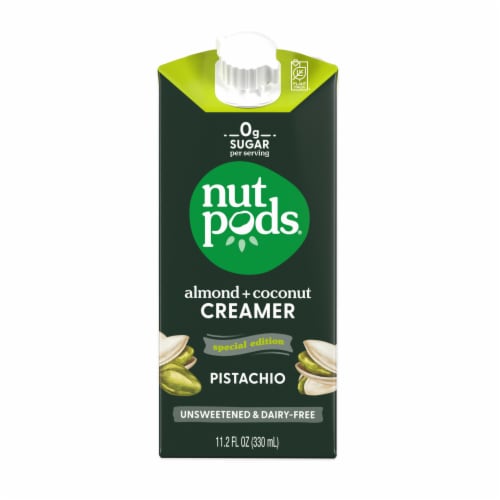 nutpods® Unsweetened Non Dairy Pistachio made with Almonds and Coconuts Coffee Creamer Perspective: front