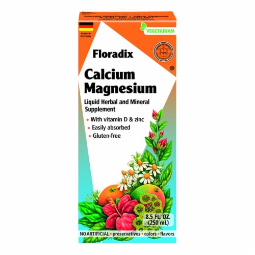 Floradix Calcium Magnesium Liquid Herbal & Mineral Supplement Perspective: front