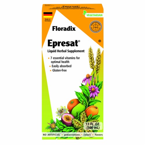 Floradix Epresat® Adult Liquid Herbal Supplement and Multivitamin Perspective: front