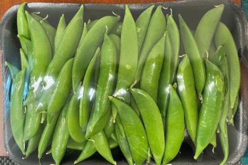 Trayed Sugar Snaps Perspective: front