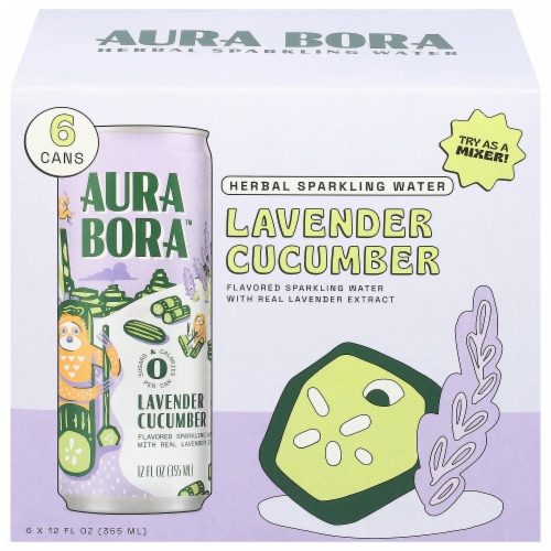 Aura Bora Lavender Cucumber Sparkling Water Perspective: front