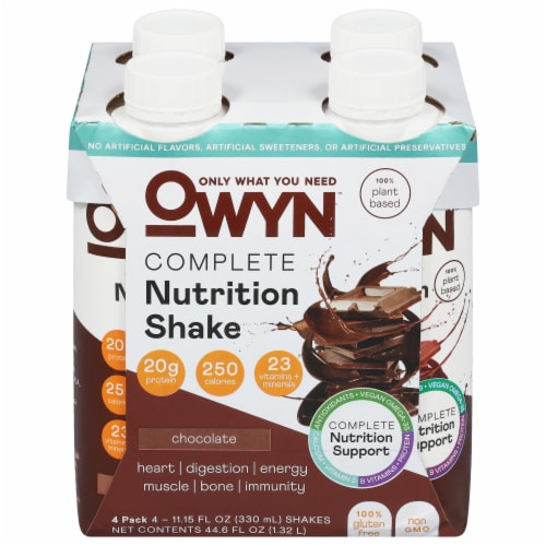 OWYN Nutritional Chocolate Protein Shake Perspective: front