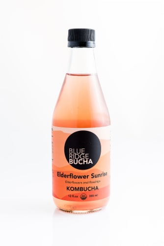 Blue Ridge Bucha Elderflower Sunrise Organic Kombucha Drink Perspective: front