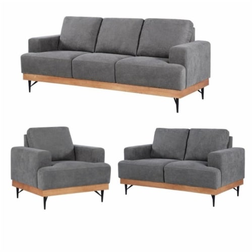 Devion Furniture Modern Fabric Chair Loveseat 3 Seater Sofa Set