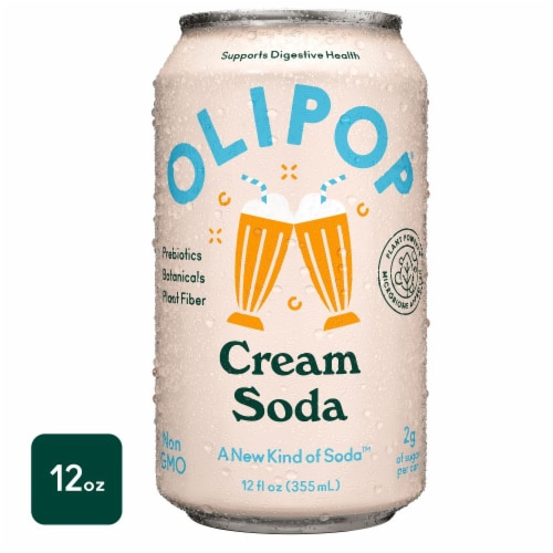 Olipop® Cream Soda Prebiotic Soda Can Perspective: front