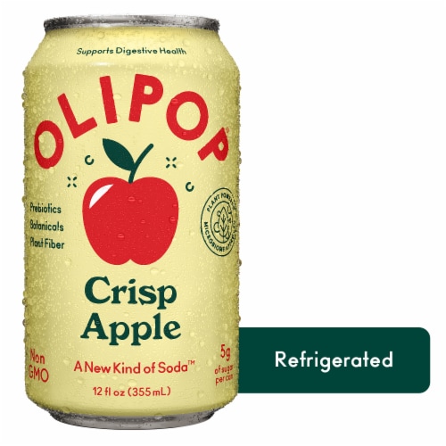 Olipop® Crisp Apple Prebiotic Soda Can Perspective: front