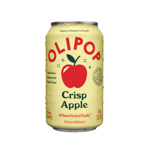 Olipop® Crisp Apple Prebiotic Soda Can Perspective: front