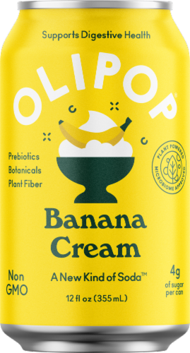 Olipop® Banana Cream Prebiotic Soda Can Perspective: front