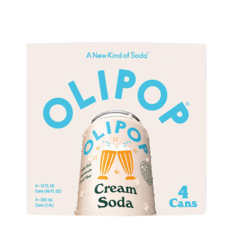 Olipop® Prebiotic Cream Soda Cans Perspective: front