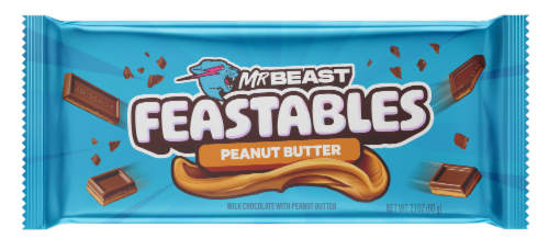 Feastables Peanut Butter Milk Chocolate Candy Bar Perspective: front