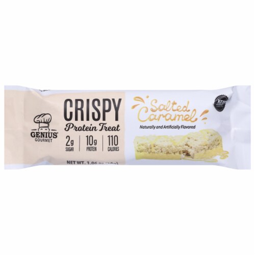 Genius Gourmet® Salted Caramel Crispy Protein Treat Bar Perspective: front