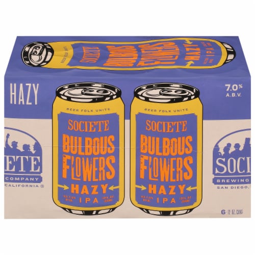 Societe Brewing Company Bulbous Flowers Hazy IPA Beer Perspective: front