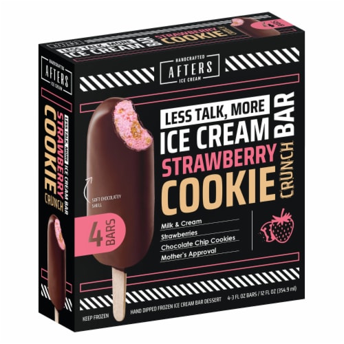Afters Ice Cream Strawberry Cookie Ice Cream Bar Perspective: front