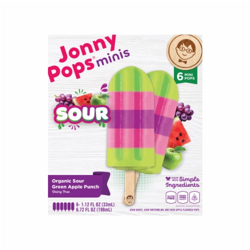 Jonny Pops® Organic Sour Green Apple Punch Minis Perspective: front