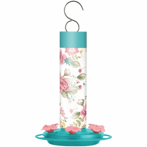 Nature's Way Glass Charming Peony Decorative Hummingbird Feeder - Blue Perspective: front