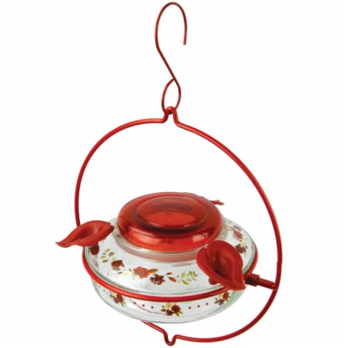 Nature's Way Top-Fill Crimson Corsage Hummingbird Glass Feeder Perspective: front