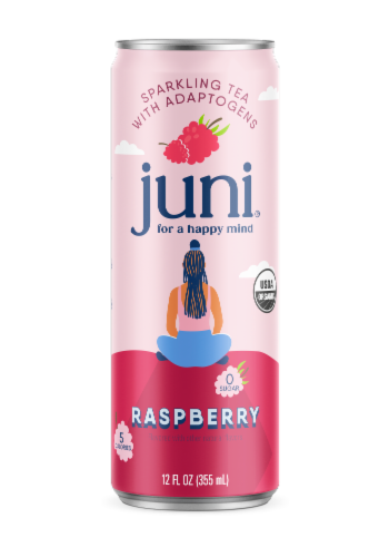 Juni® Sparkling Tea With Adaptogens Raspberry Perspective: front