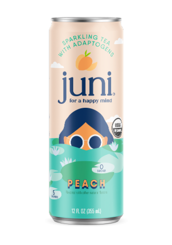 Juni® Sparkling Tea With Adaptogens Peach Perspective: front