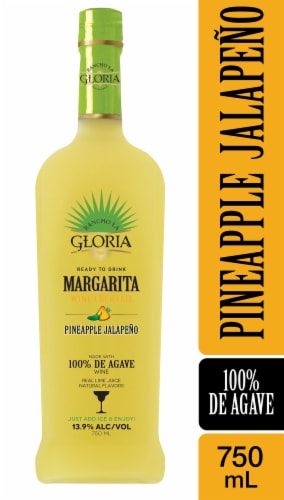 Rancho La Gloria Pineapple & Jalapeno Margarita Ready to Drink Cocktail Single Bottle Perspective: front