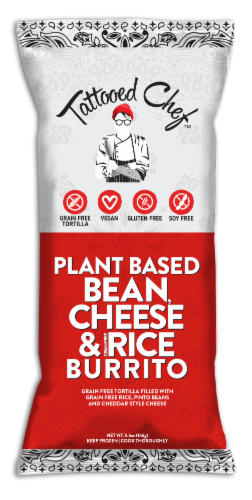 Tattooed Chef™ Gluten-Free Plant Based Bean Cheese & Rice Burrito Perspective: front