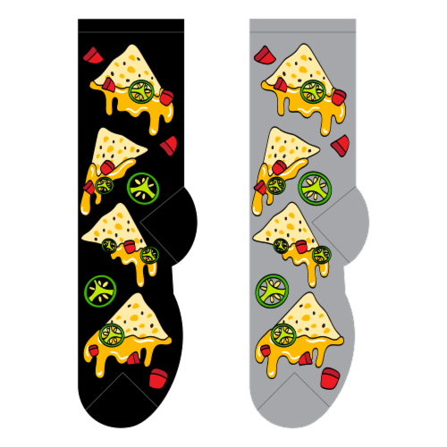 Foozys Men's Nachos & Cheese Holiday Socks Perspective: front
