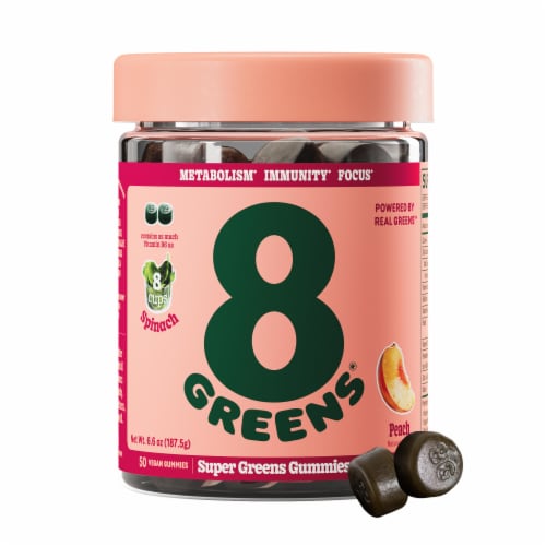 8Greens® Daily Greens Peach Gummies Perspective: front