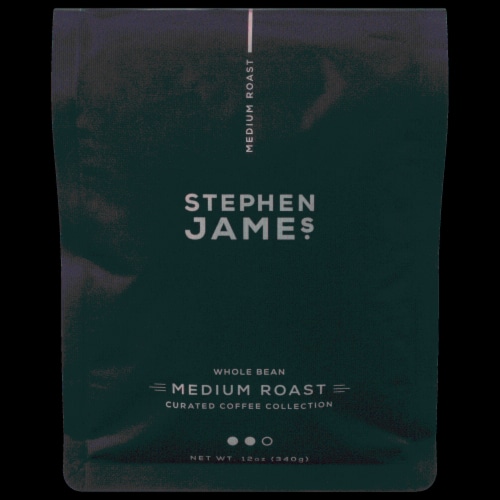 Stephen James Medium Roast Whole Bean Coffee Perspective: front