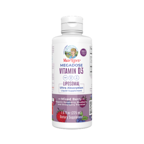 MaryRuth's Megadose Vitamin D Liposomal Mixed Berry Liquid Supplement Perspective: front