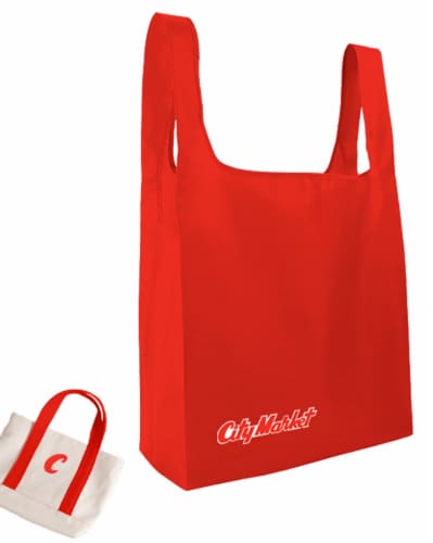 Reusable Bag Mini Tote City Market Perspective: front
