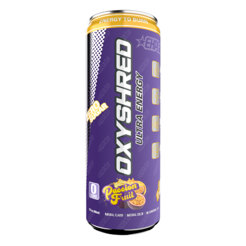 OxyShred Ultra Energy Passionfruit Energy Drink Can Perspective: front